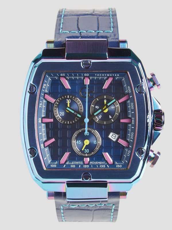 Gc Blue Leather Chrono Multifunction Watch | GUESS Canada