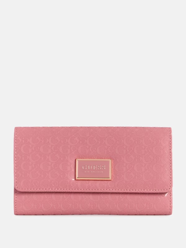 Abree Shiny Logo Slim Clutch Wallet GUESS Factory Ca