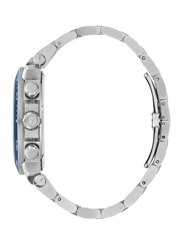 Silver-Tone and Blue Chronograph Sport Watch