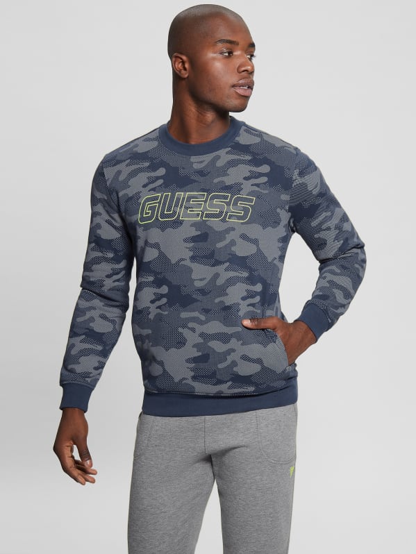 Camo crew neck sweatshirt hot sale