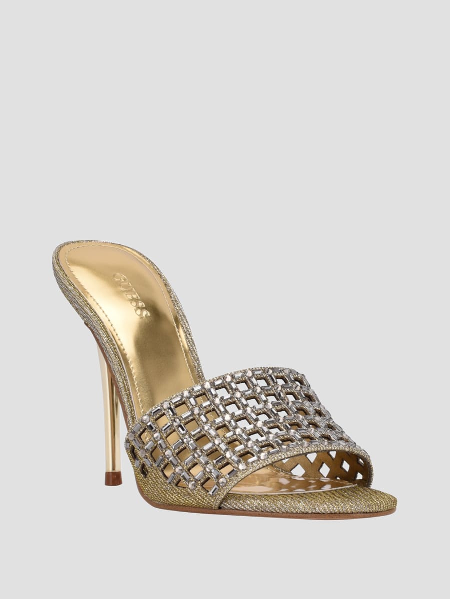 guess.com | Mably Rhinestone Cage Strap Heels