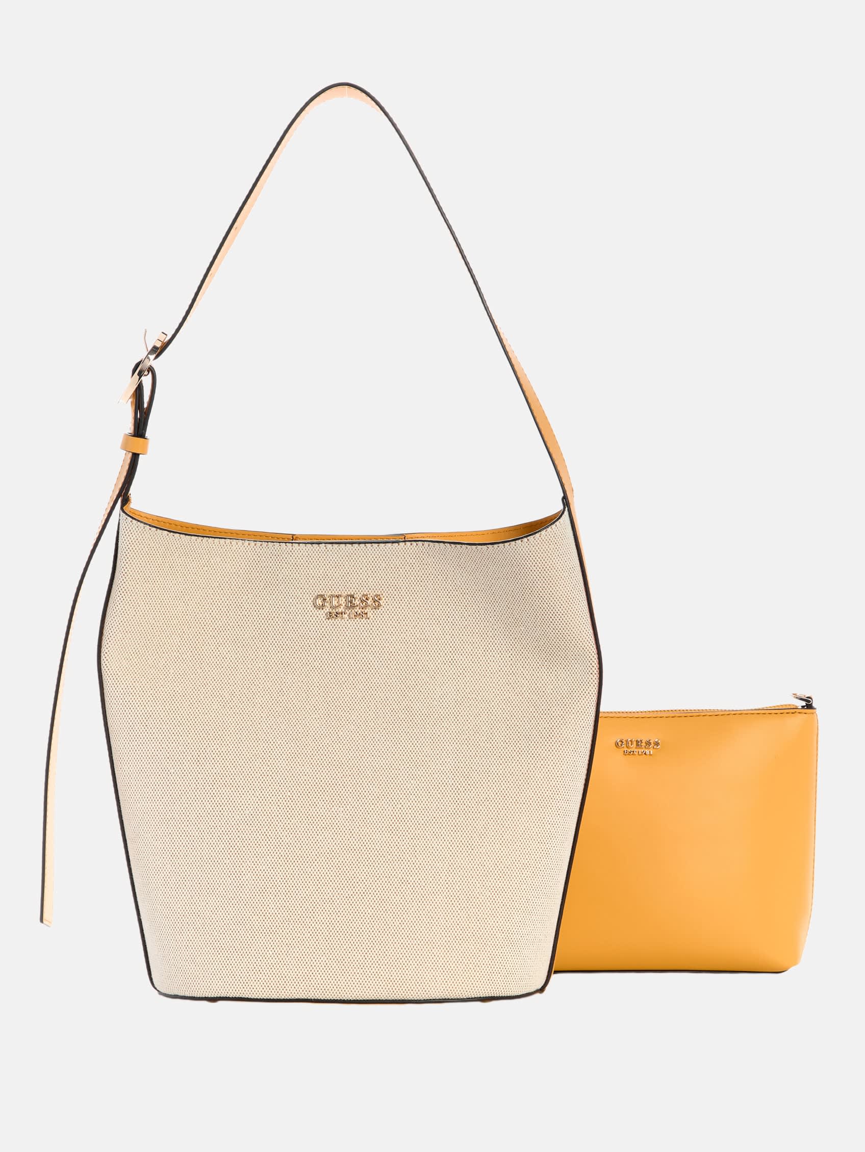 GUESS Nicolette Canvas Large Bucket Bag