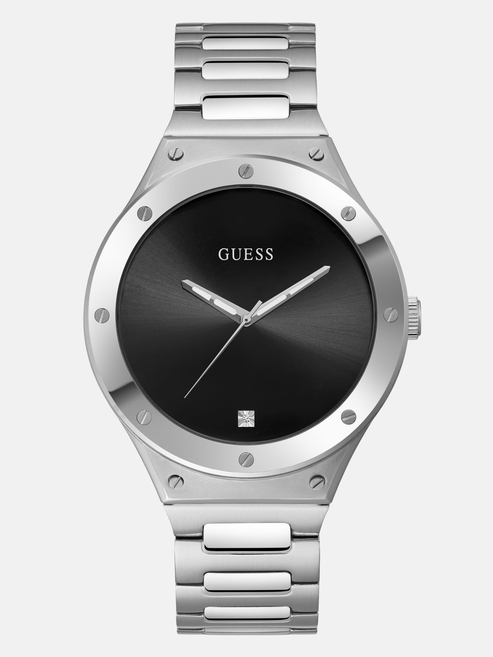 Factory Silver-Tone And Black Analog Watch