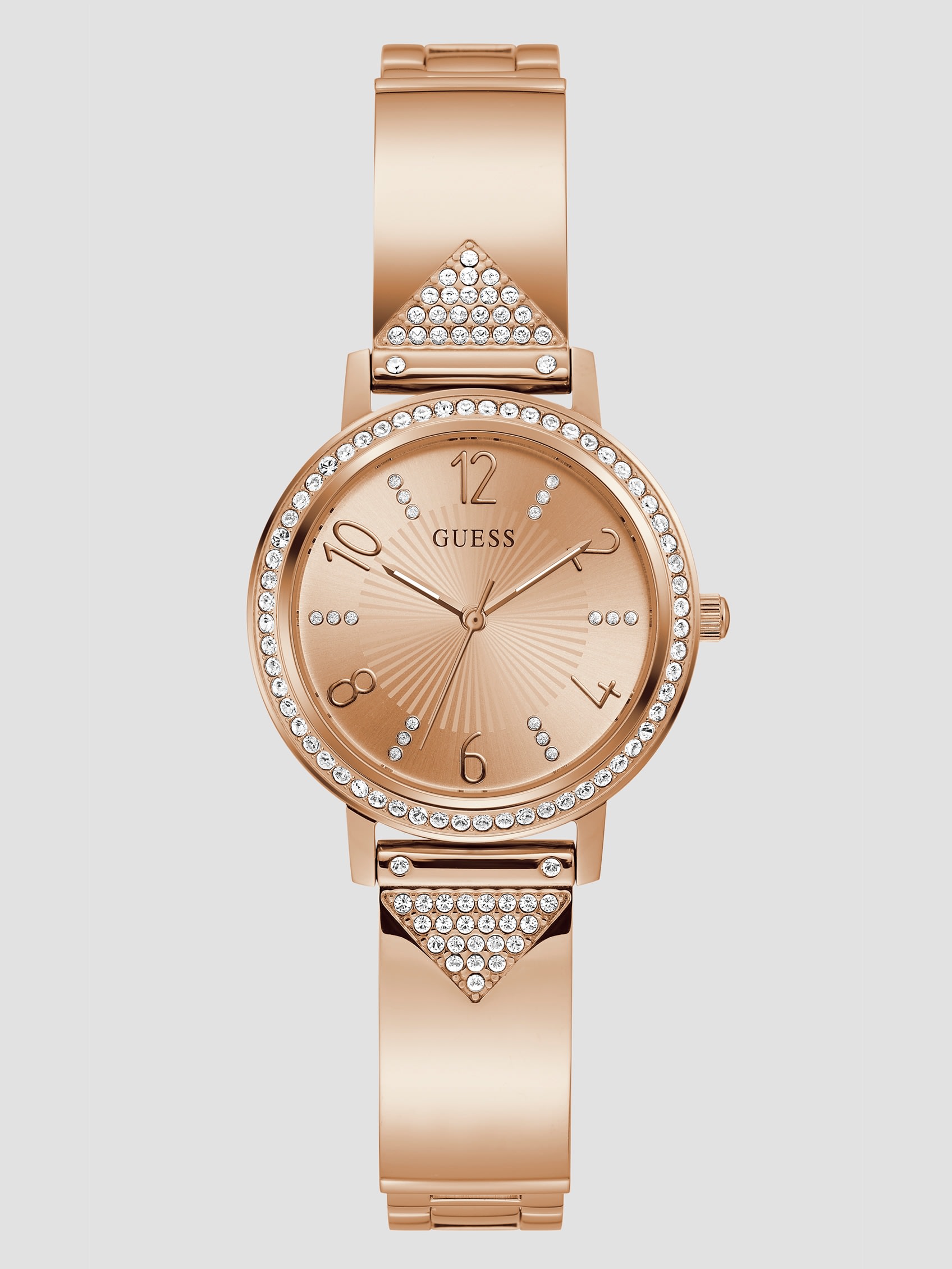 Factory Rose Gold-Tone And Crystal Bangle Analog Watch