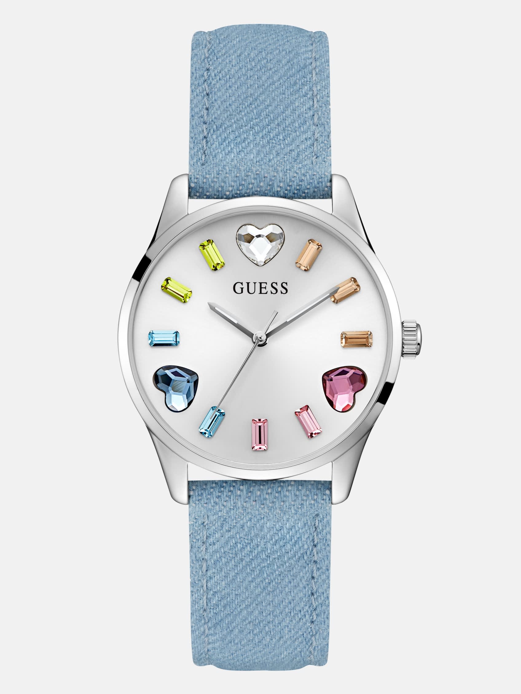 Factory Blue Hearts Silver-Tone Analog Watch