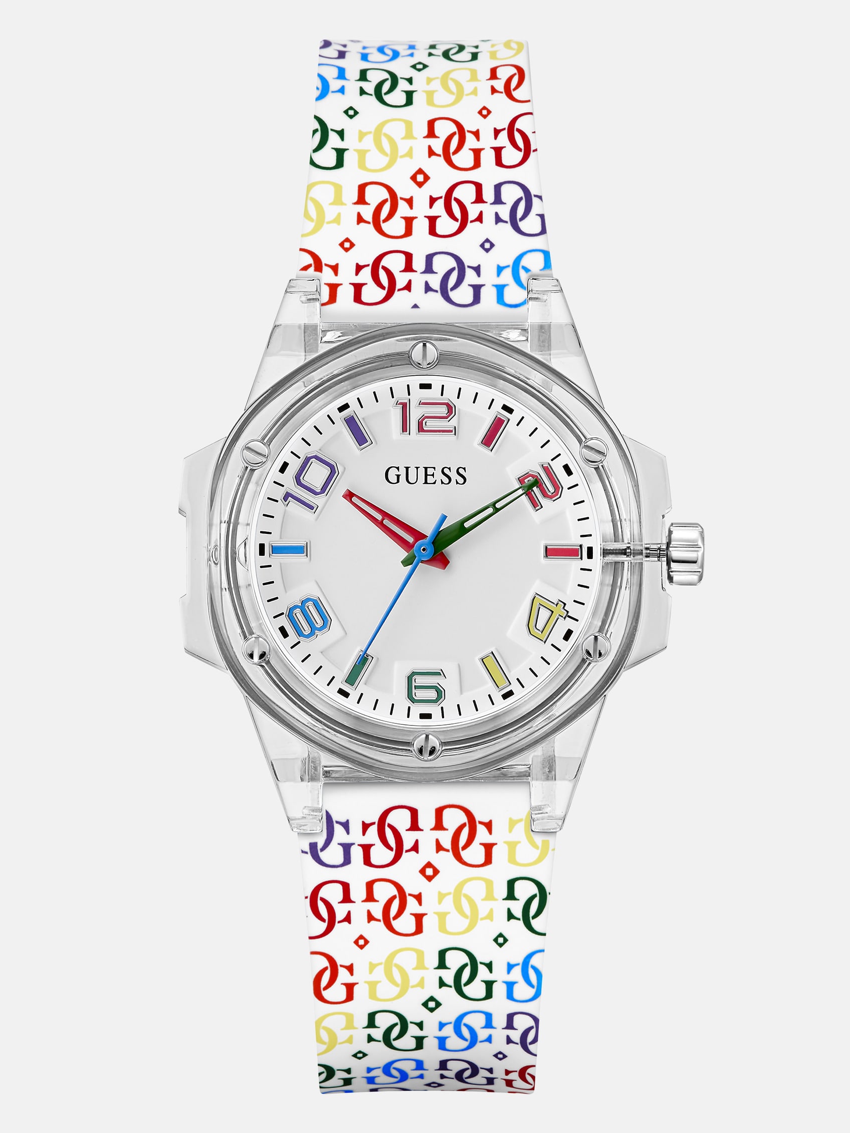GUESS Transparent Rainbow Analog Watch