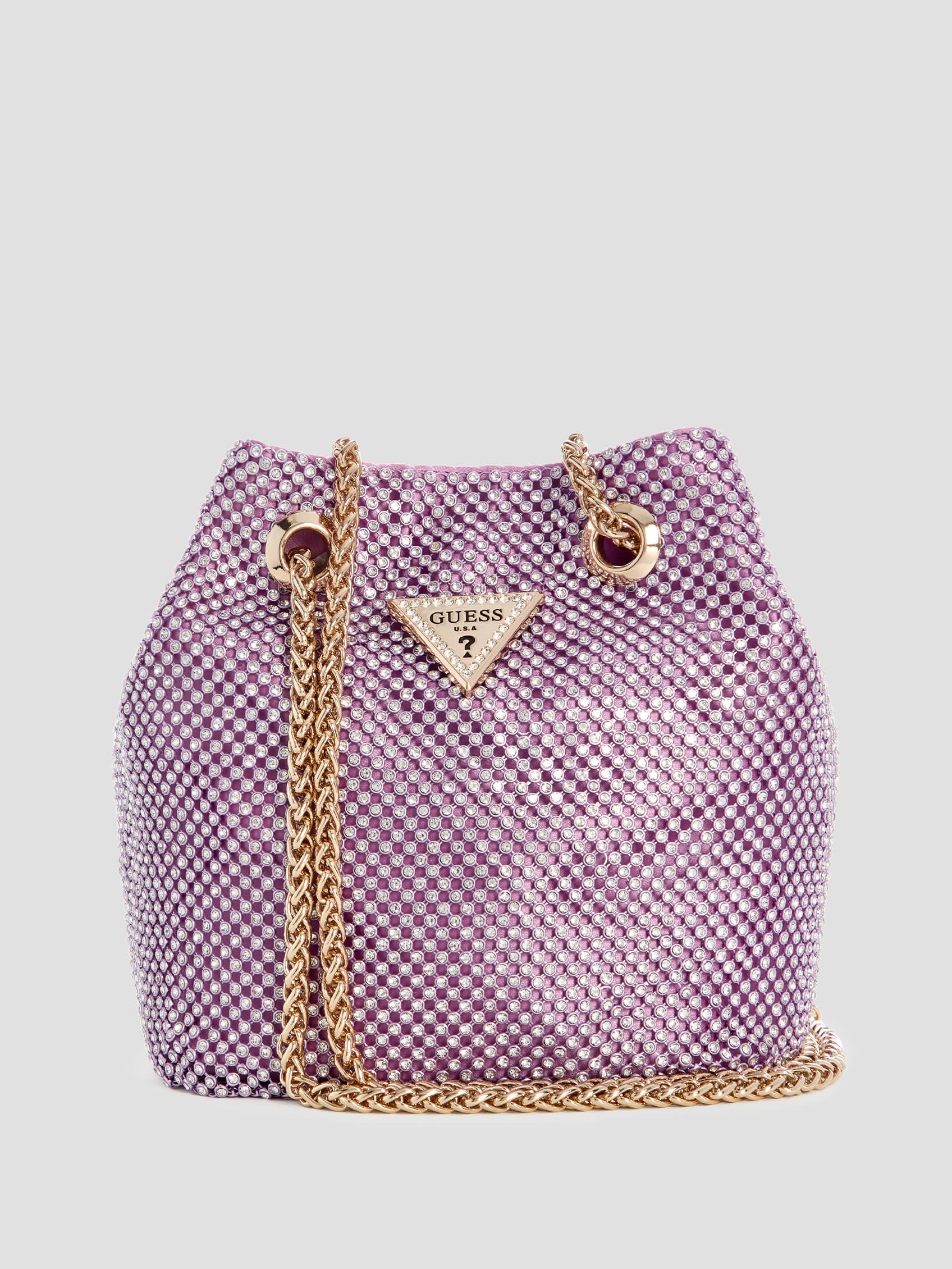 GUESS Lua Rhinestone Mesh Mini Pouch Bag