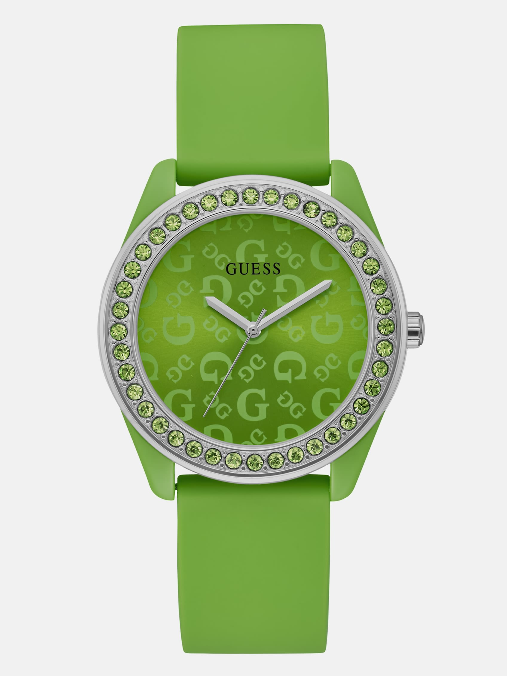 Factory Green Rhinestone Siliconeone Analog Watch