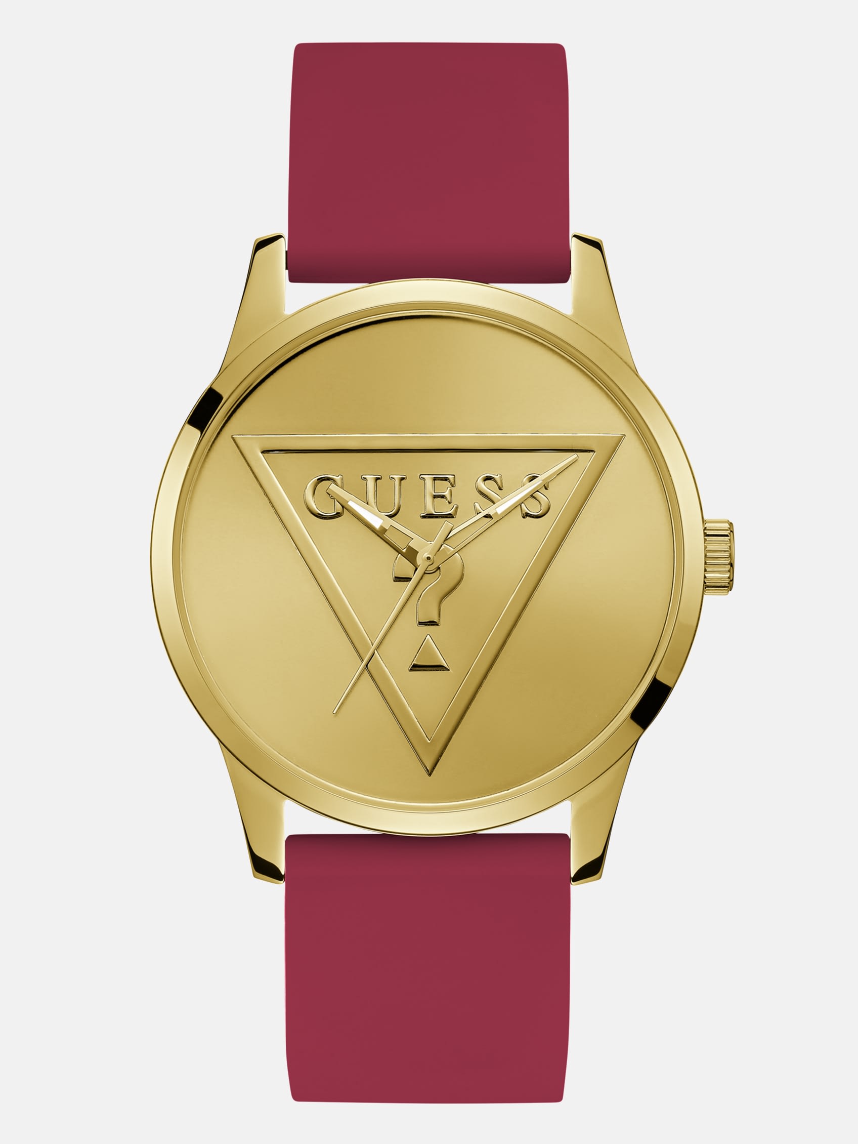 Factory Gold-Tone Triangle And Red Siliconeone Analog Watch
