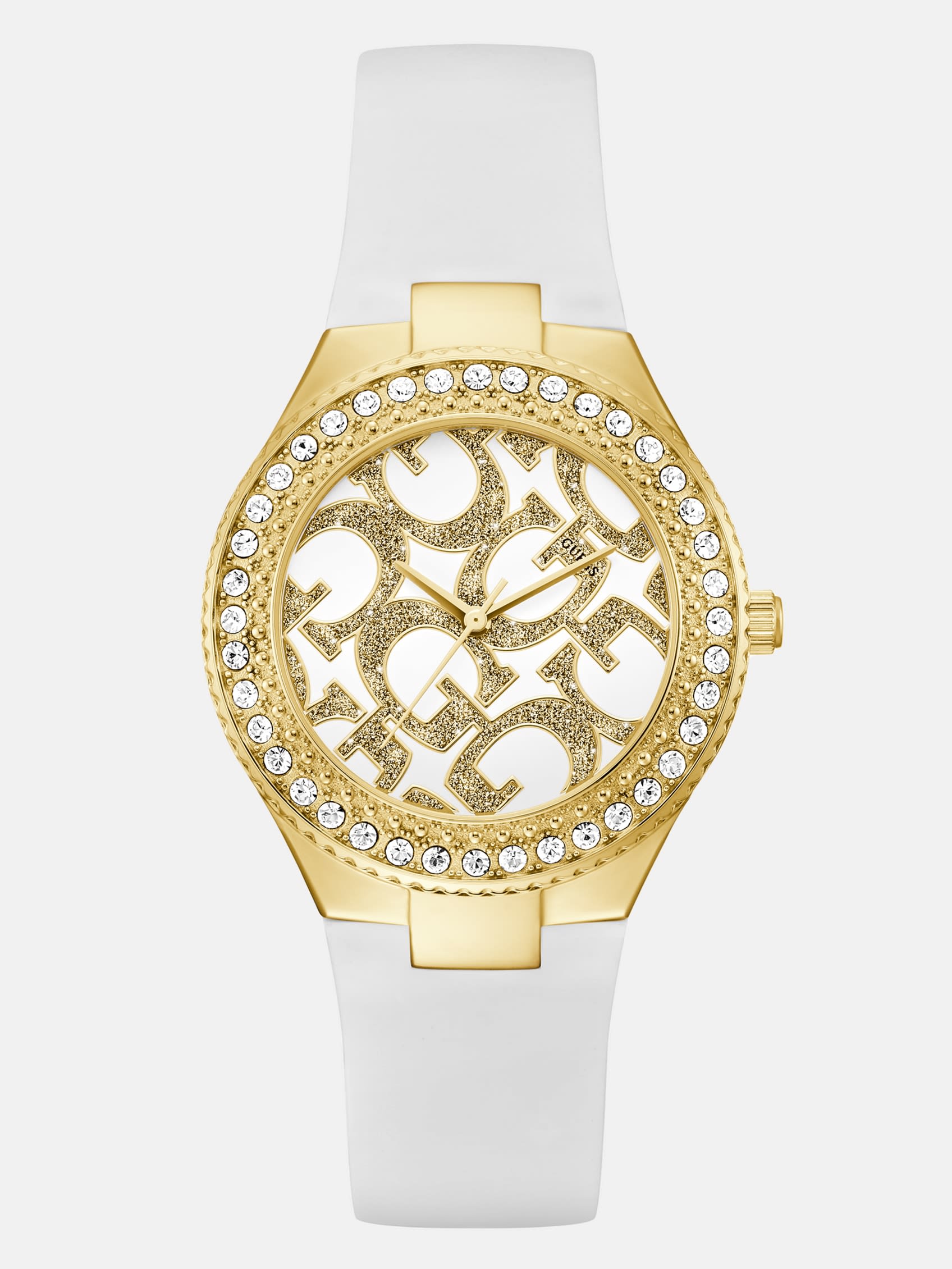 Factory White And Gold-Tone Analog Siliconeon Watch