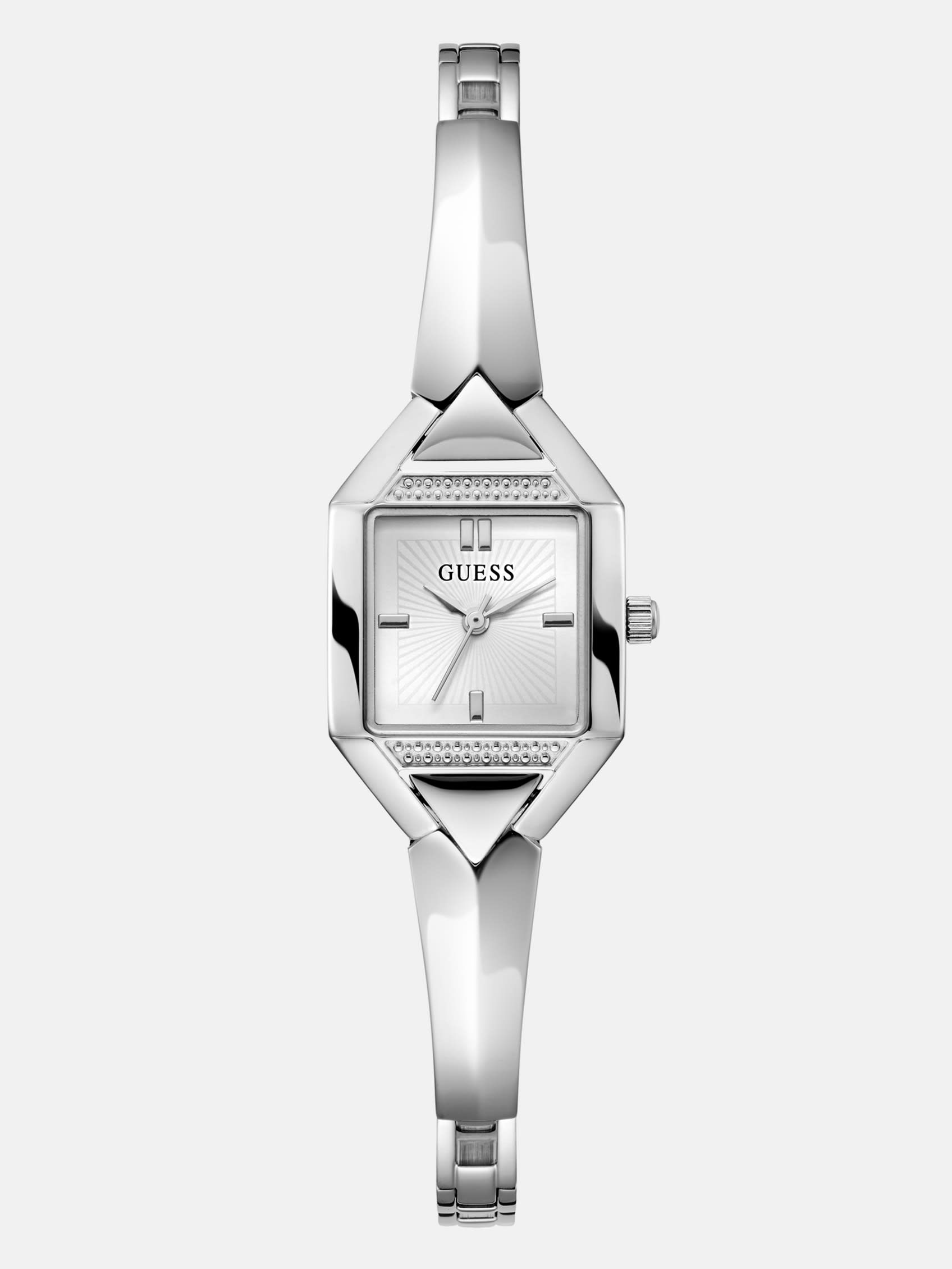 Factory Silver-Tone Geometric Analog Watch