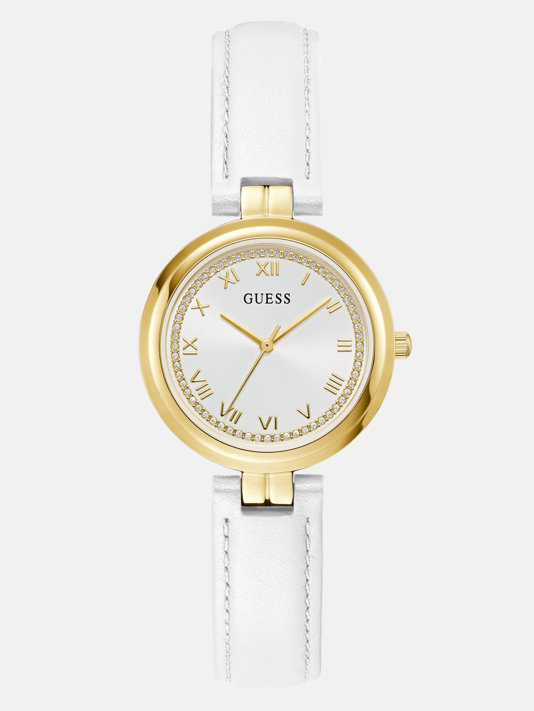 Factory Gold-Tone Analog Leather Watch