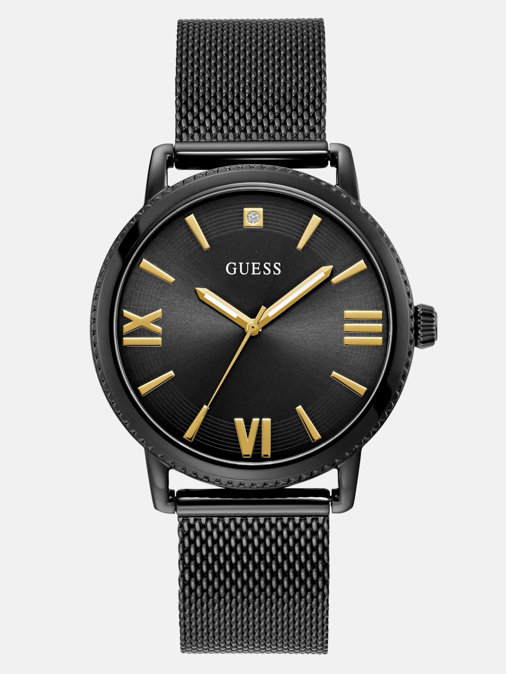 Factory Black Mesh Analog Watch