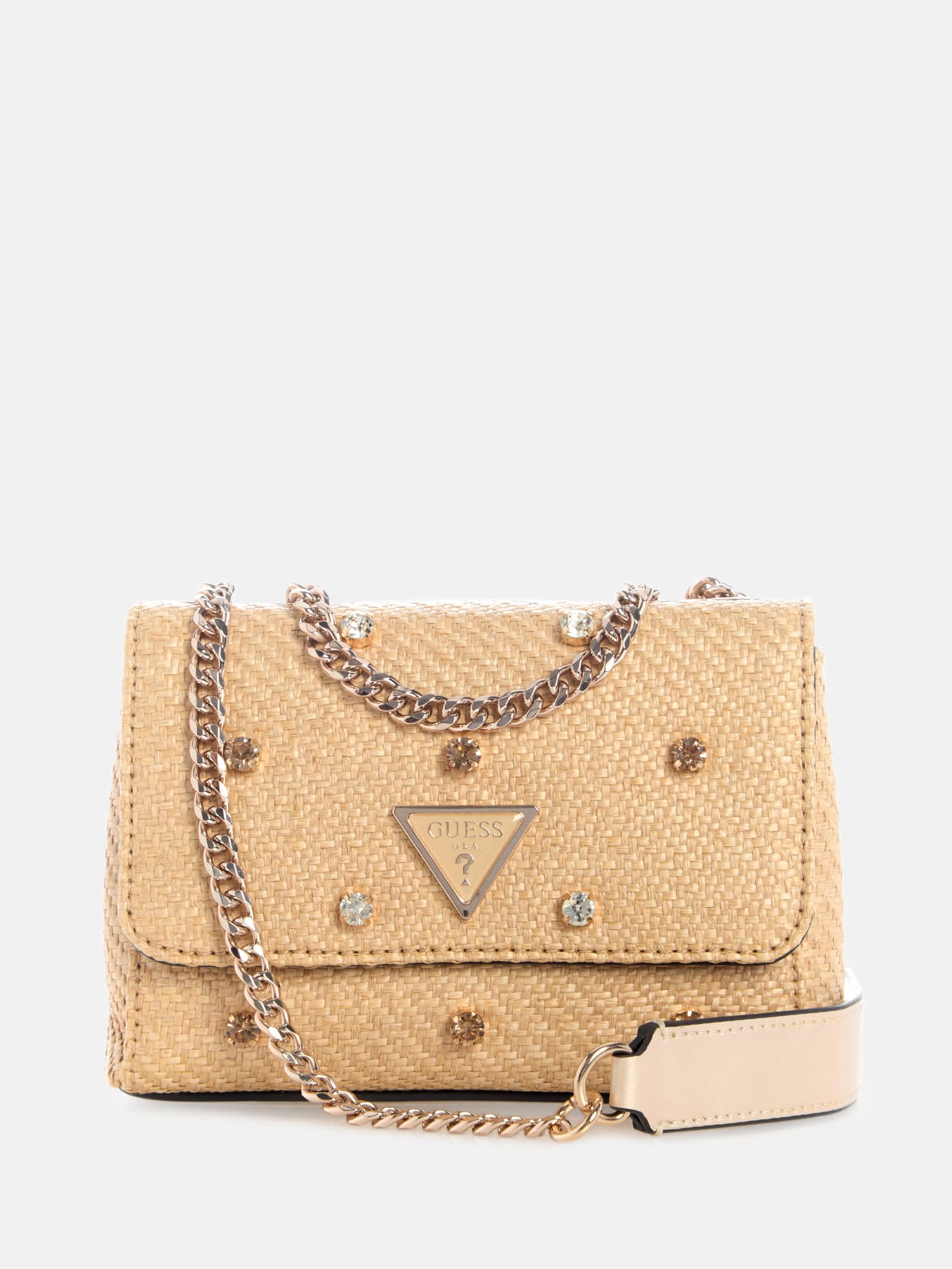 GUESS Giully II Raffia Rhinestone Mini Convertible Bag