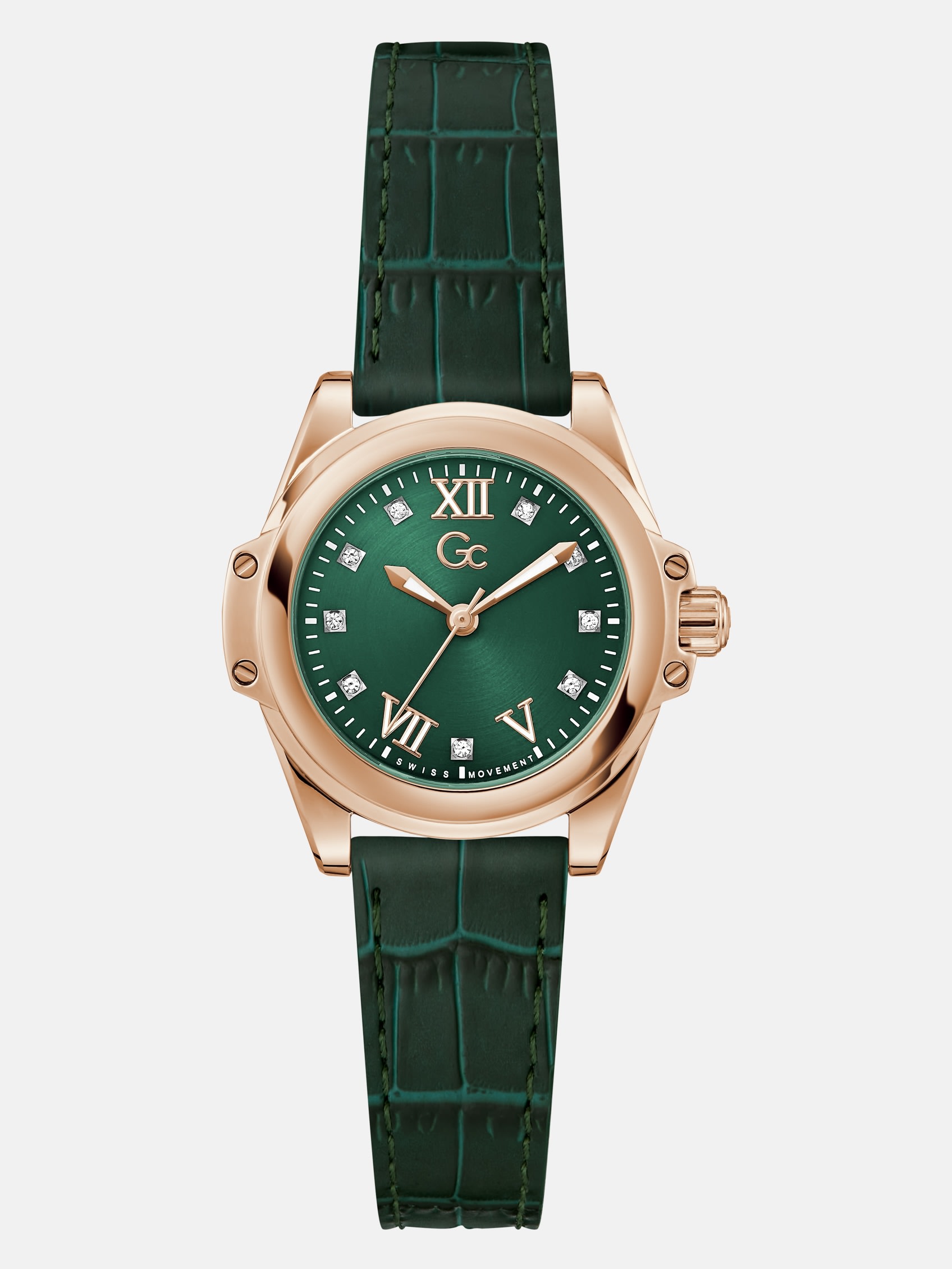 GUESS Gc Rose Gold-Tone Leather Watch