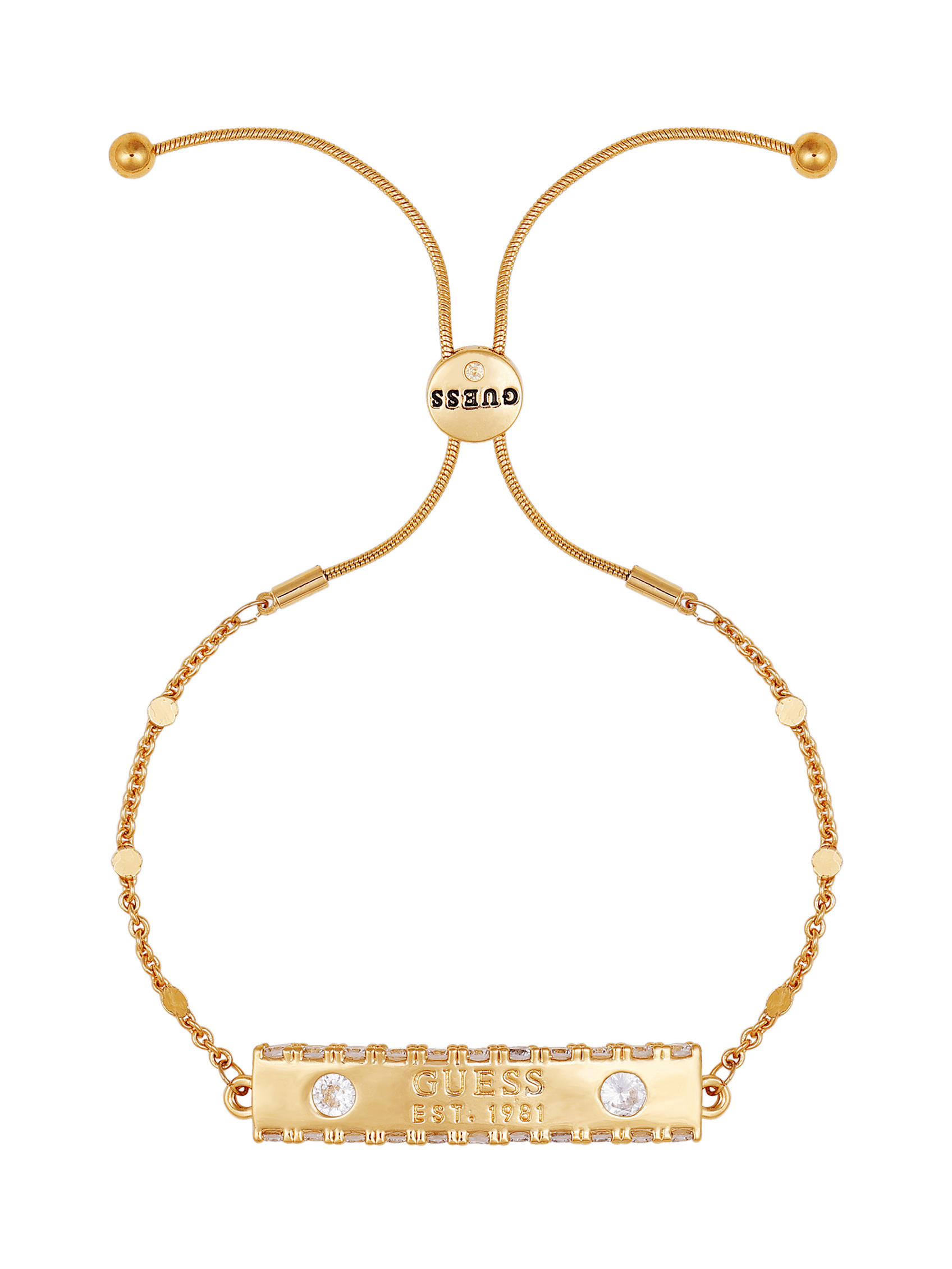Factory Gold-Tone Slider Logo Bar Bracelet