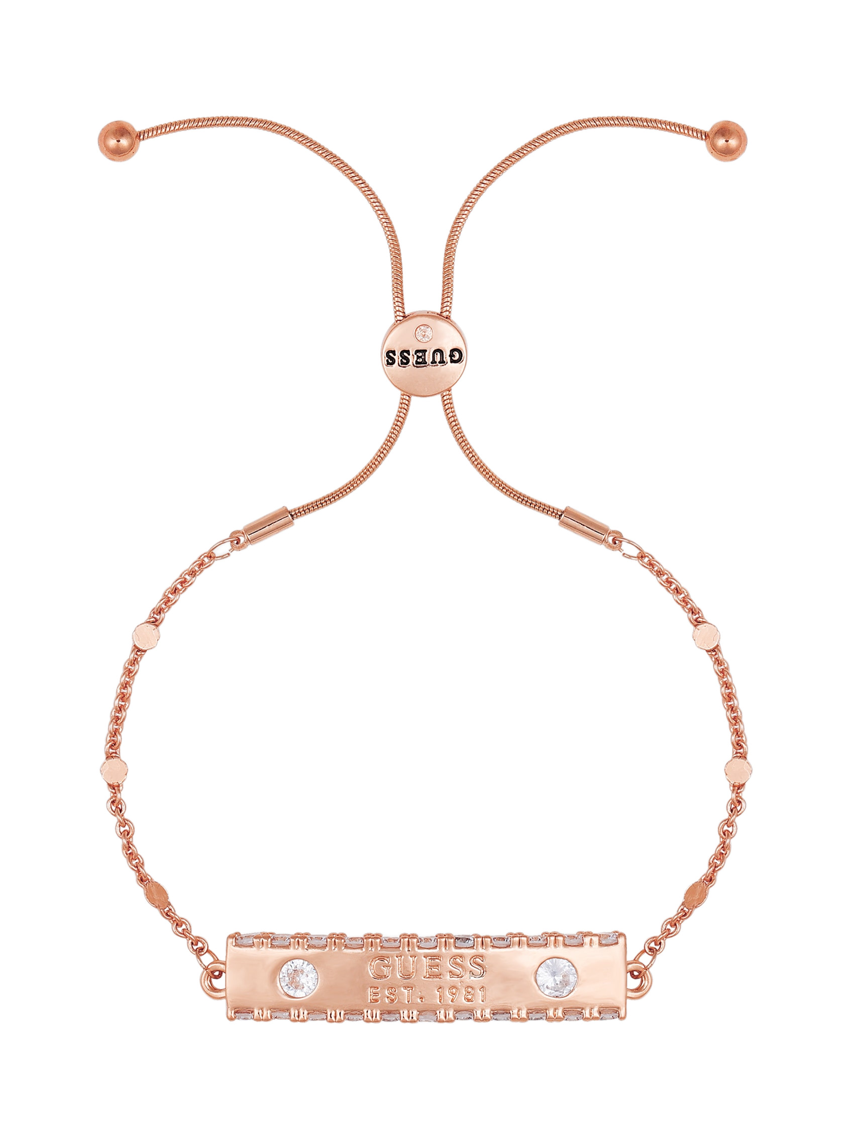 Factory Rose Gold-Tone Slider Logo Bar Bracelet