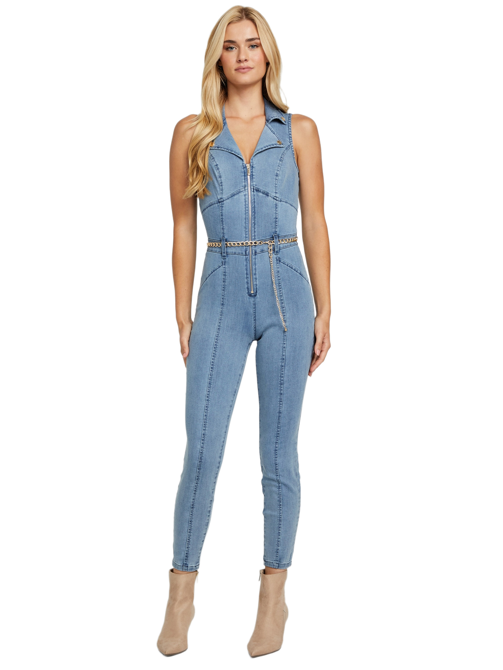 Factory Eco Beckly Denim Moto Jumpsuit