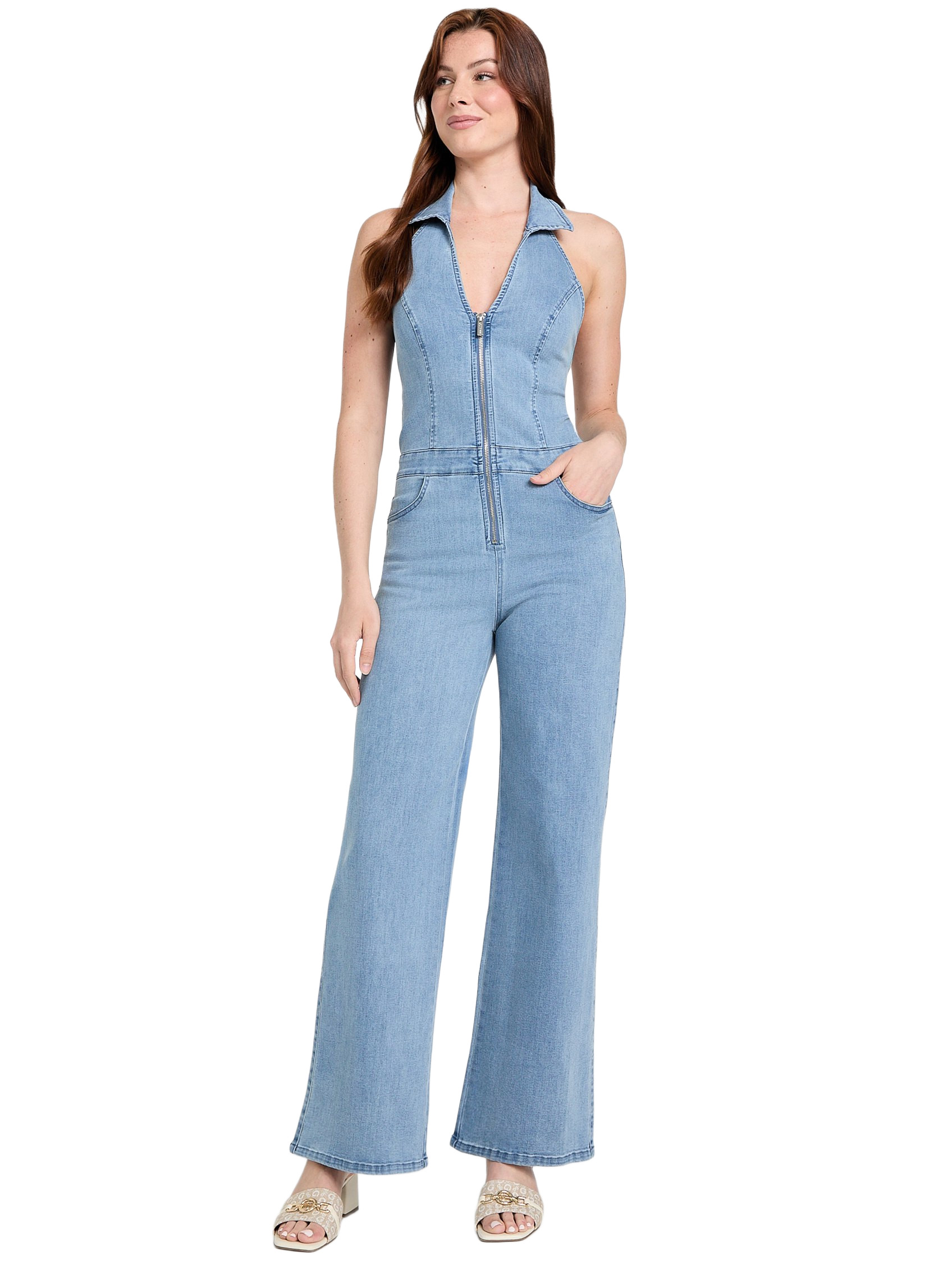 Factory Eco Layna Wide-leg Denim Jumpsuit