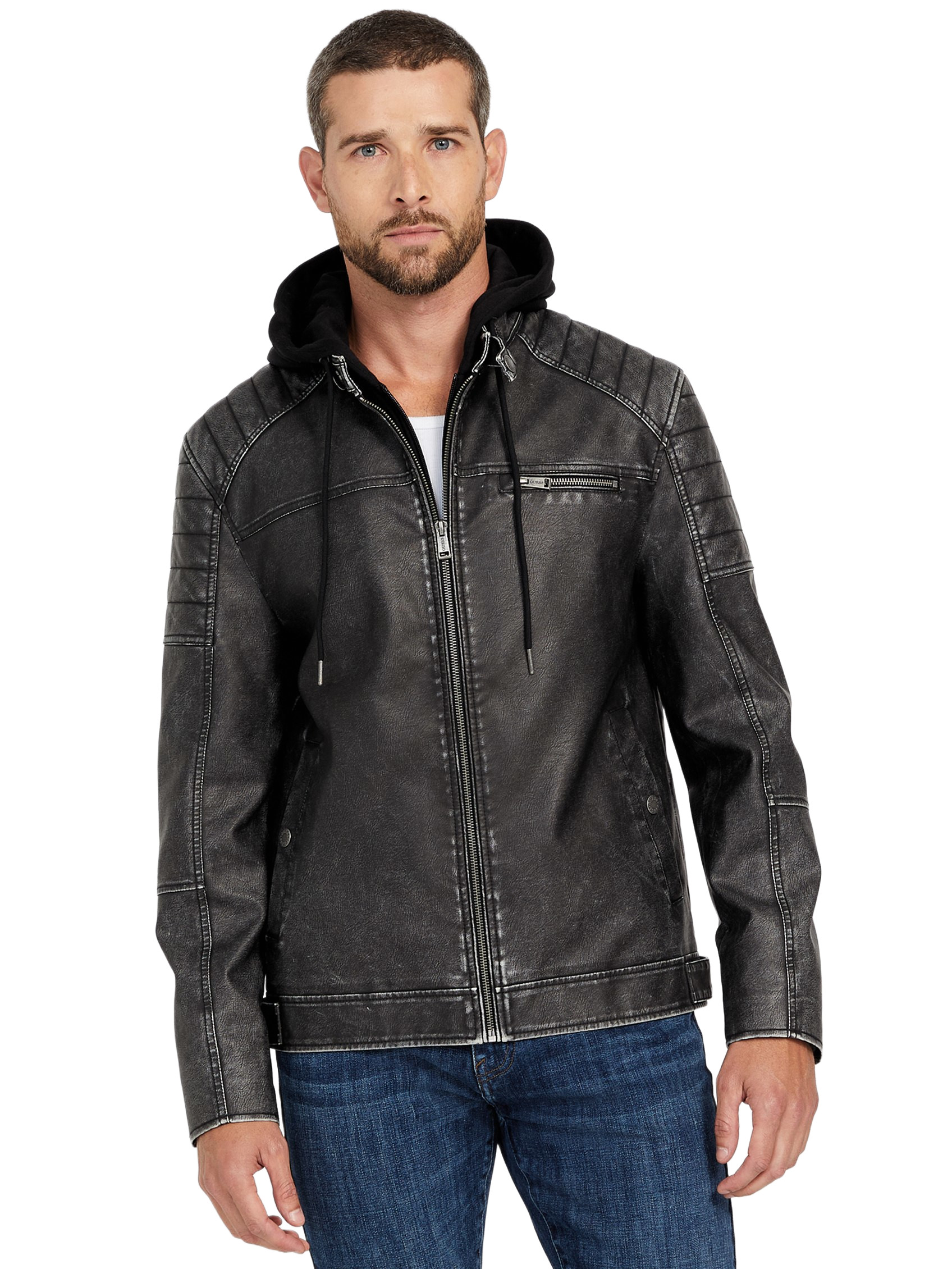 Factory Danilo Faux-leather Hooded Jacket