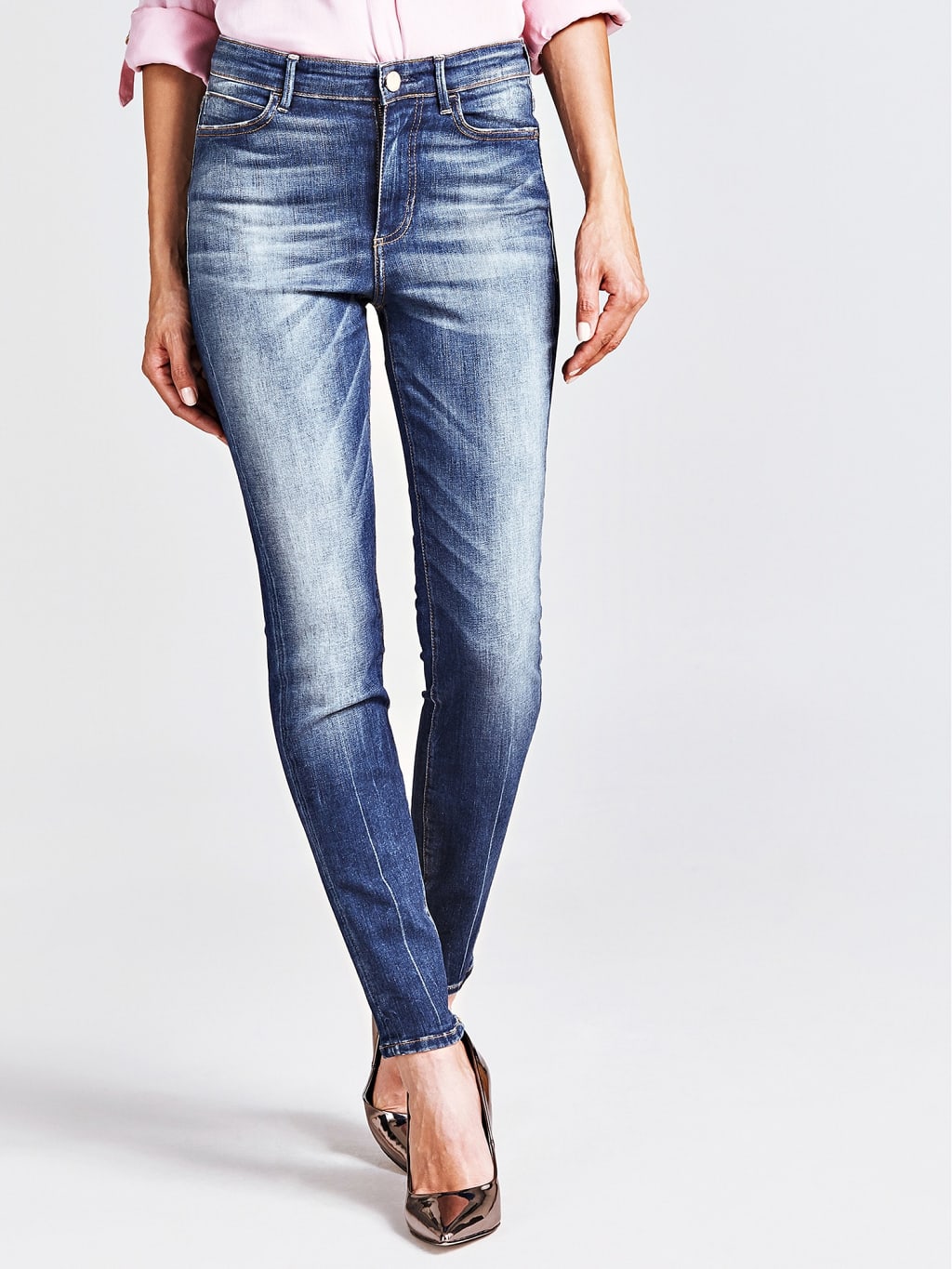 Used-look skinny jeans
