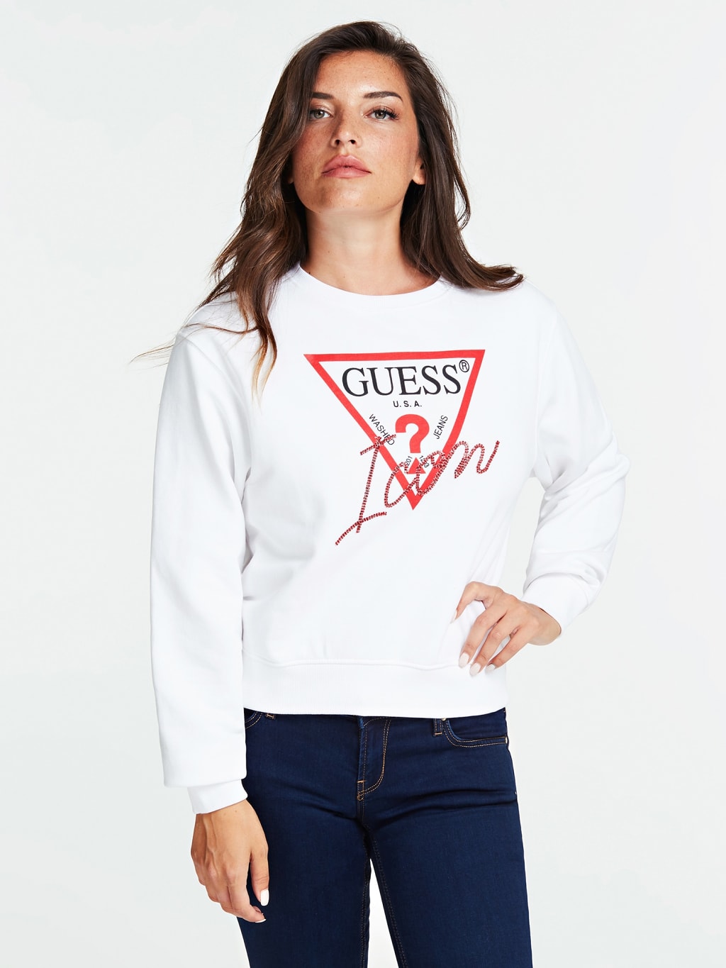 Logo sweatshirt with rhinestones