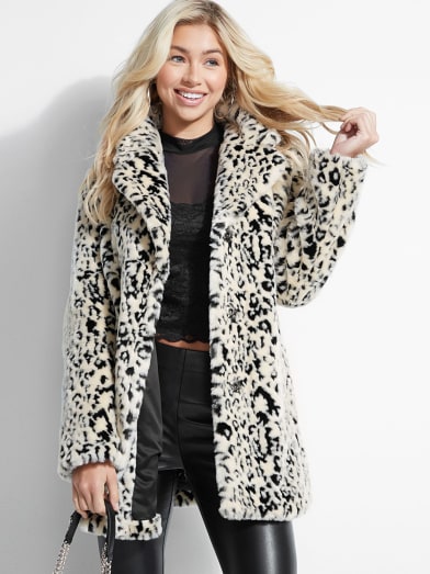 guess serenity faux fur coat