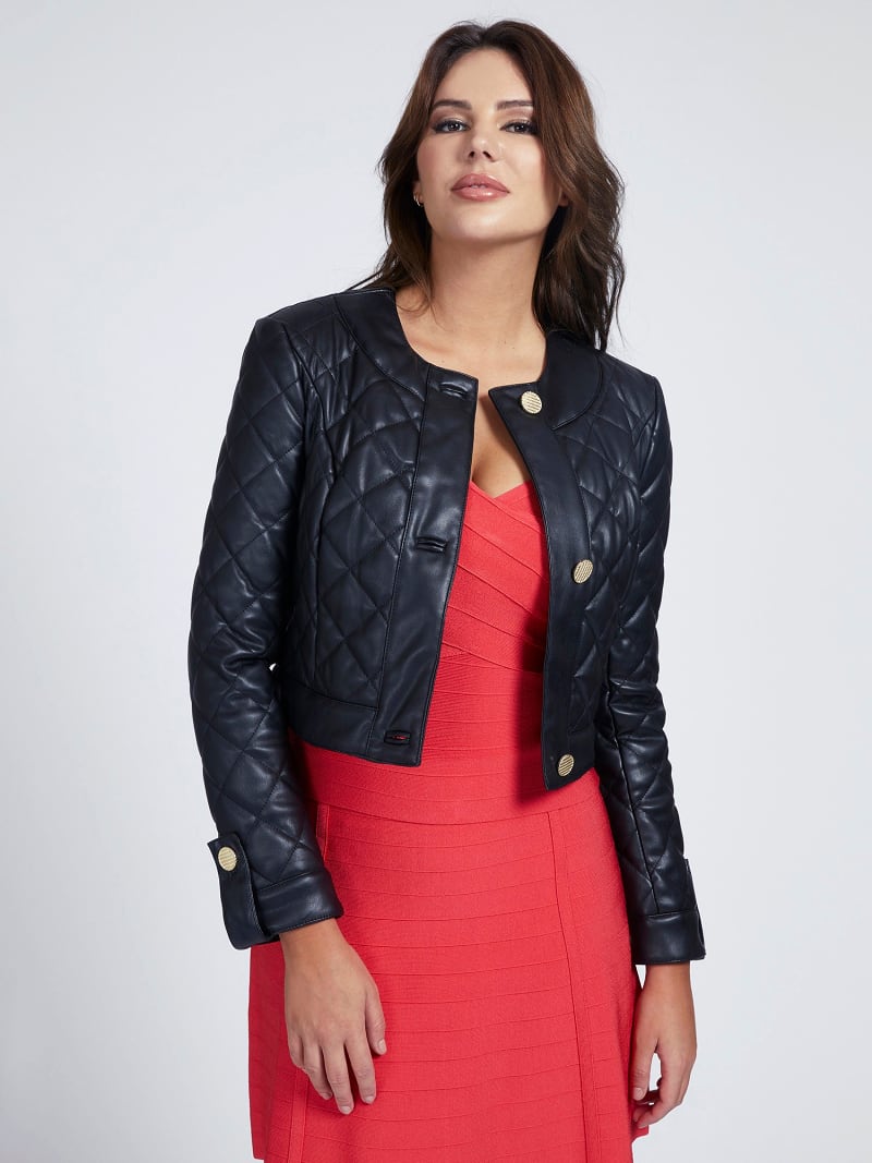 faux leather jacket guess