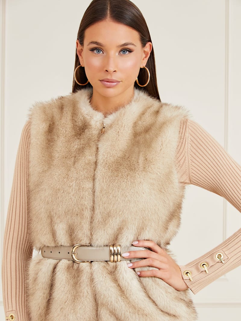 Fur vest with belt online