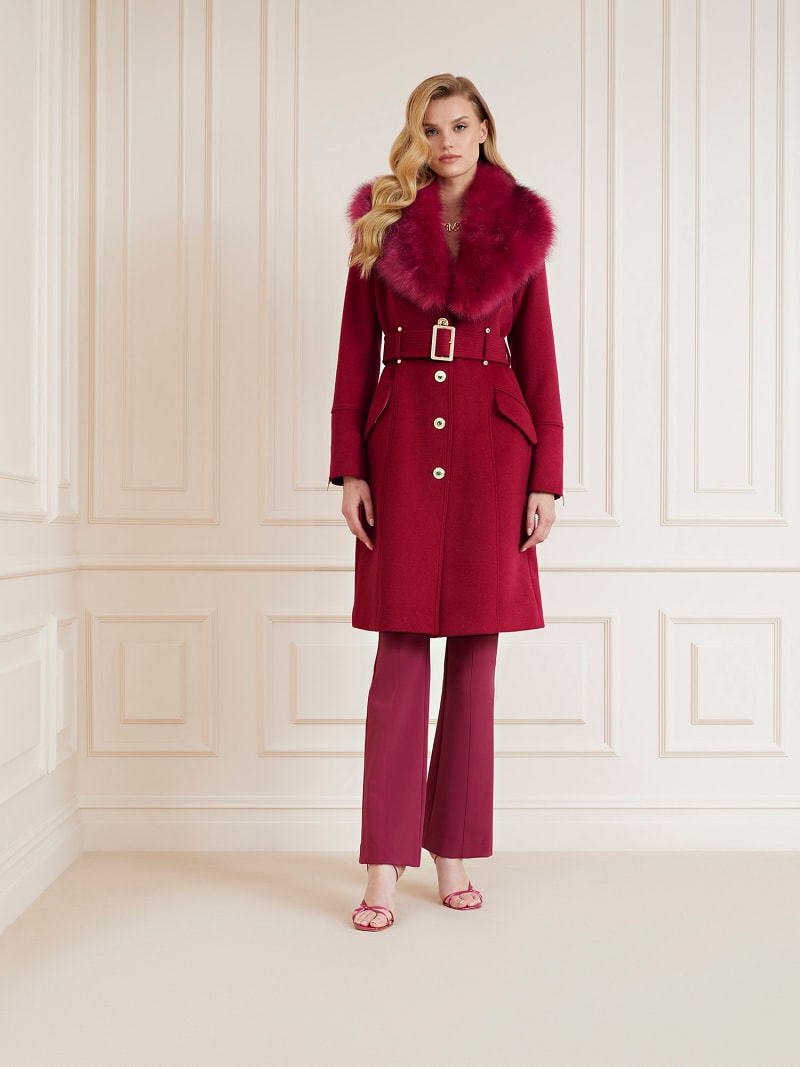 Marciano faux fur wool blend coat