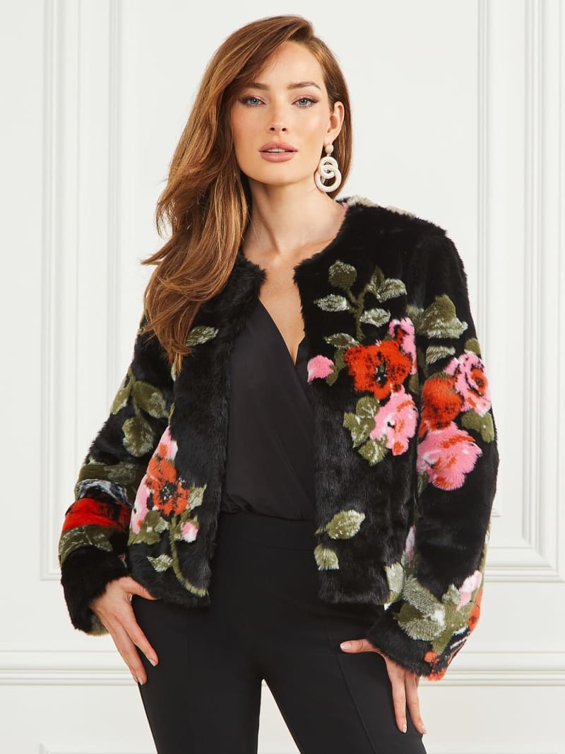 Marciano çiçek desenli yapay kürk ceket