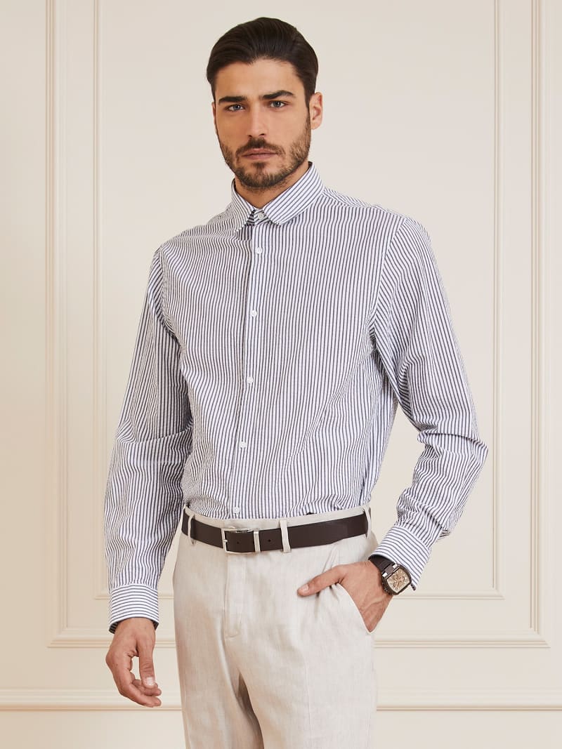 Guess blue and pink striped shirt 2025
