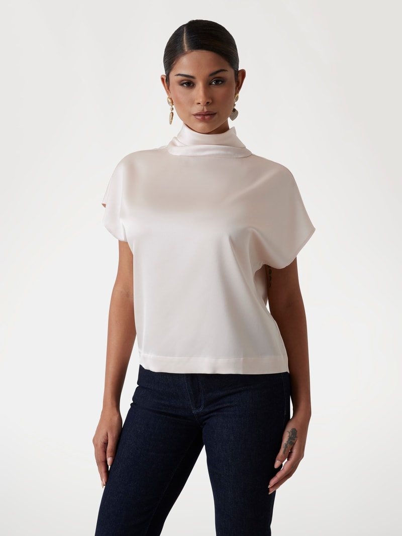 Beige high neck top online