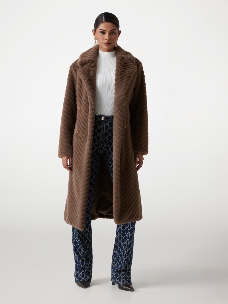 Guess teddy faux fur single breast coat online