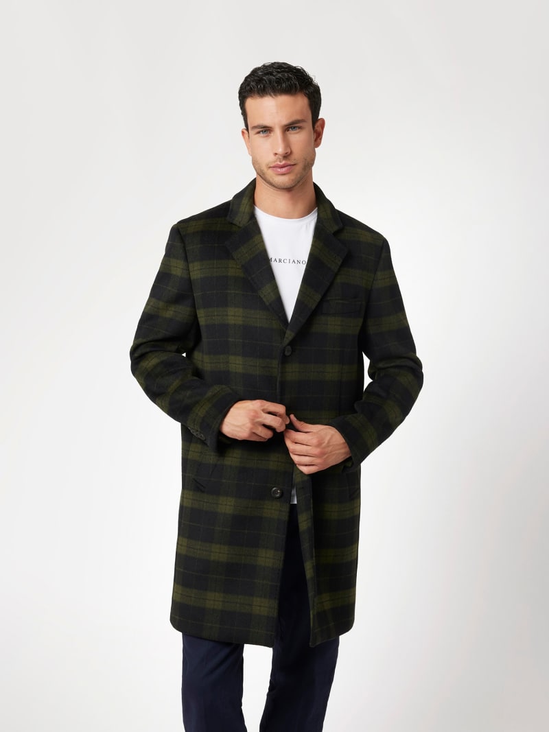Guess plaid coat deals
