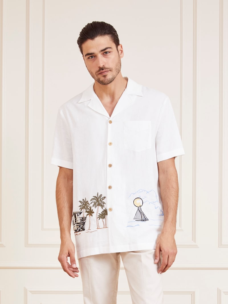 Marciano overhemd in gemengd linnen