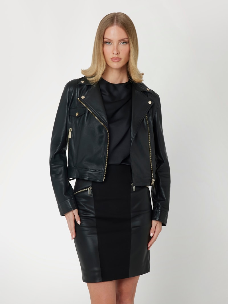 Blouson de motard en cuir véritable Marciano