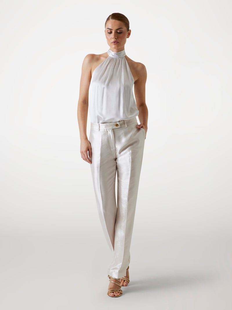 Blouse Marciano Par Guess Sans Manches – Taille IT 44, Blanche à Franges Fines, Très Bon état
