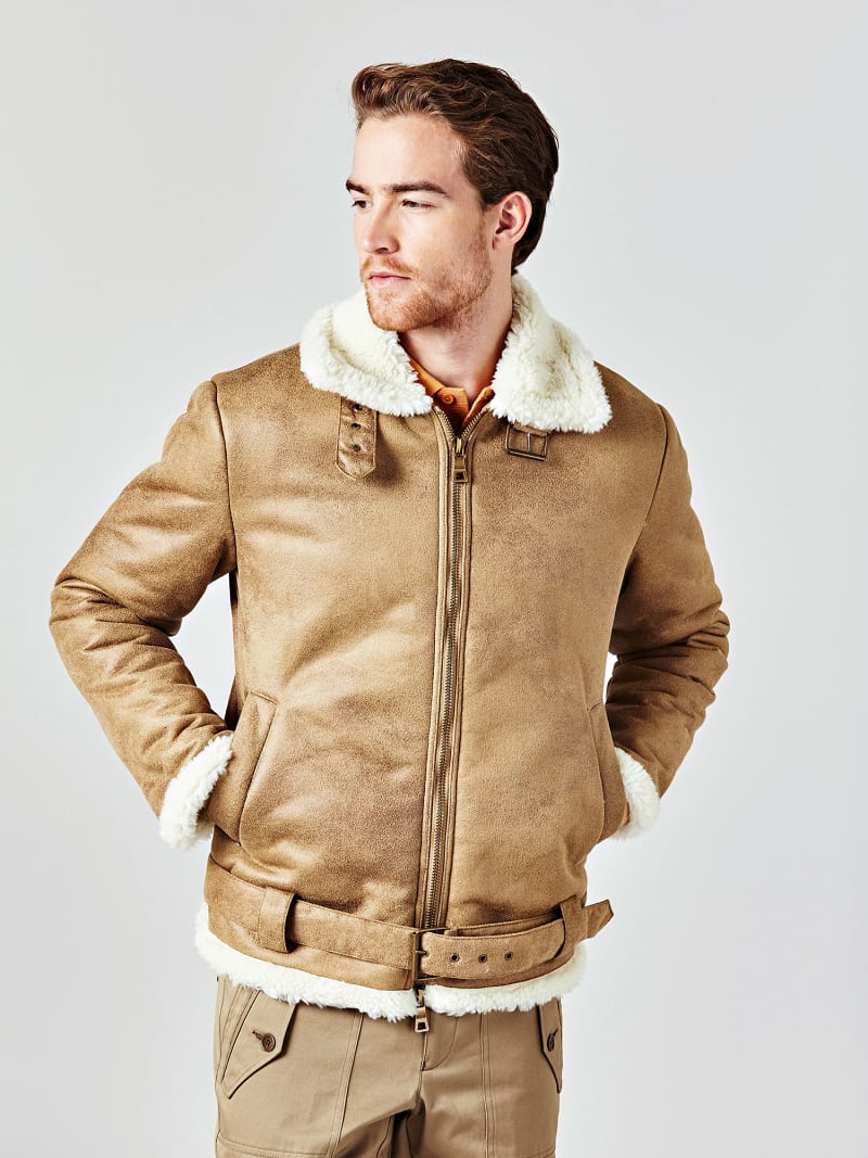 Guess sheepskin jacket clearance