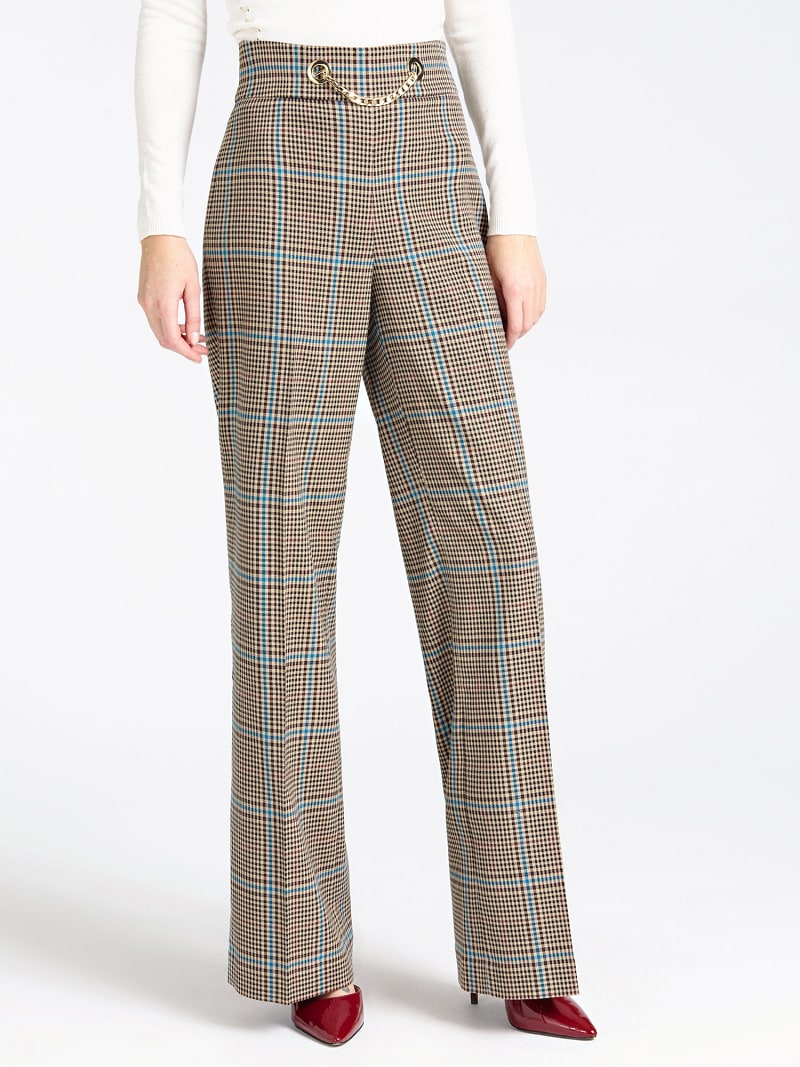 tartan trousers beige