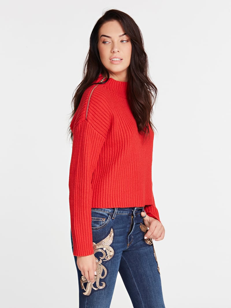 Pullover Marciano Reissverschluss An Den Schultern Guess Offizieller Online Shop