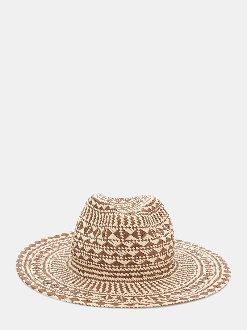 Sombrero de paja con motivo geométrico