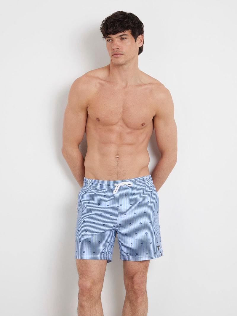 Halblange Badeshorts Allover-Print