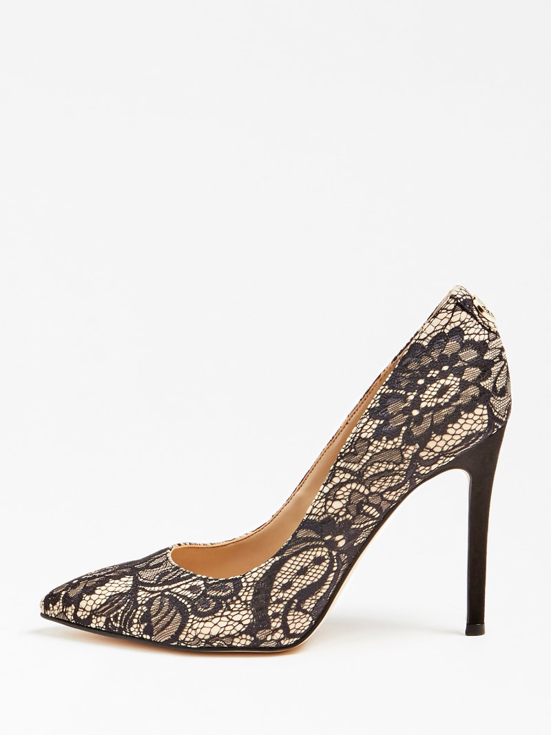 black lace court shoes