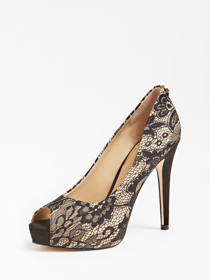 black lace court shoes
