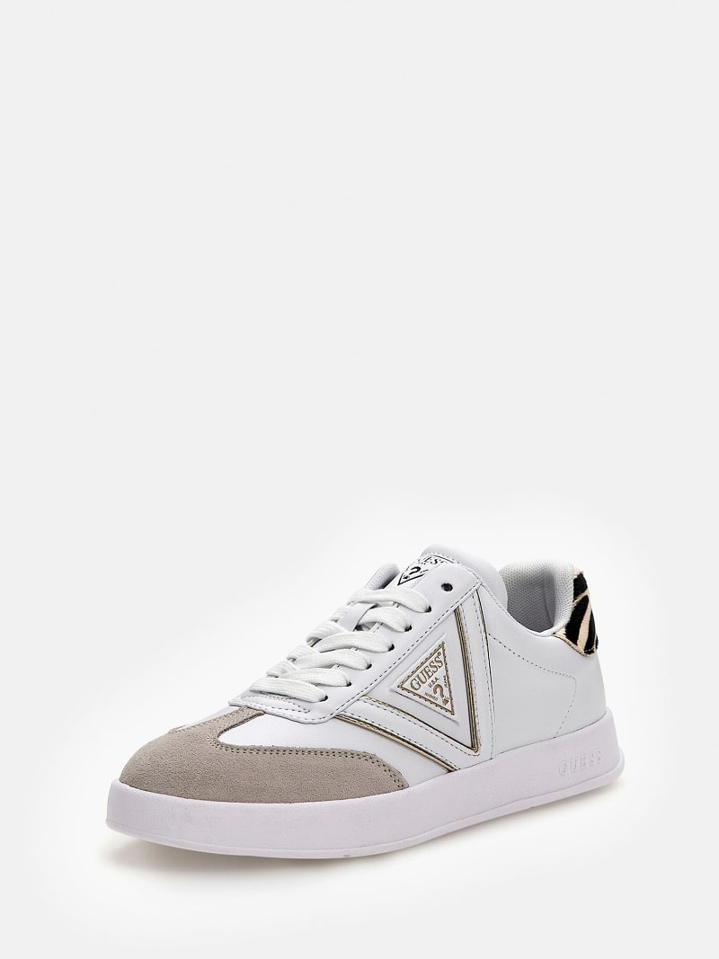 PRA PRINTED COTTON SNEAKERS WHITE AND BLACK TRIANGLE CANVAS