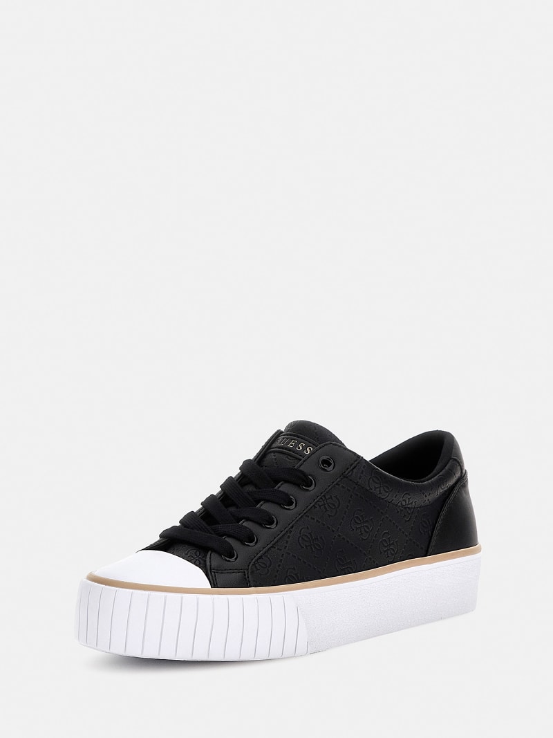 Faux leather sneakers womens black 2025
