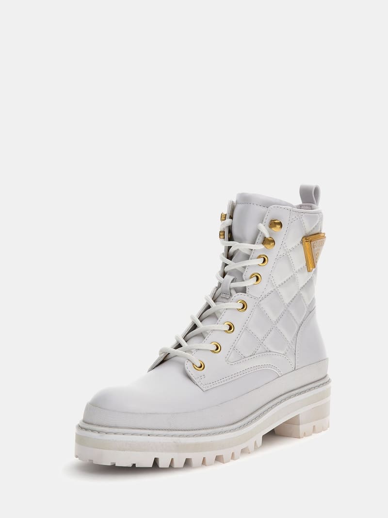 Guess white combat boots sales