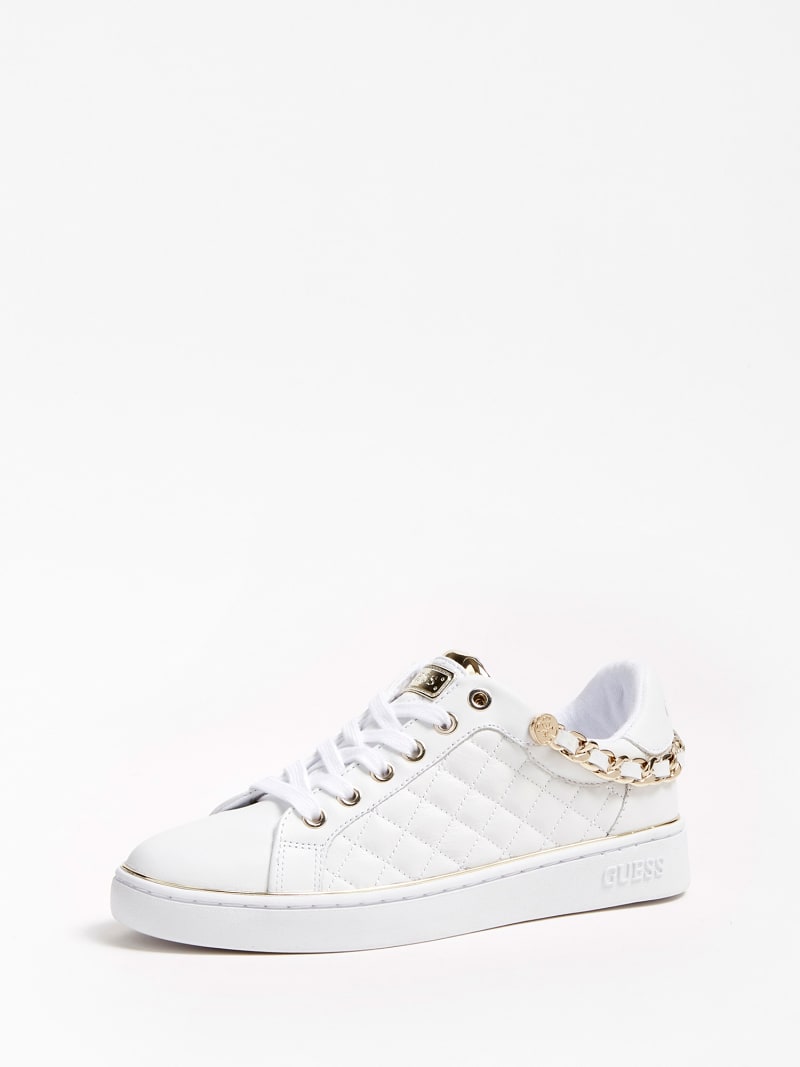 guess white leather sneakers