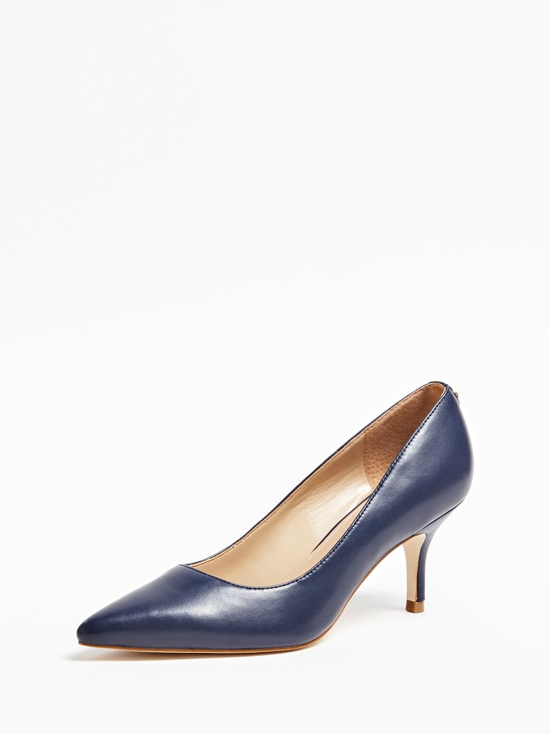 blue leather court shoes